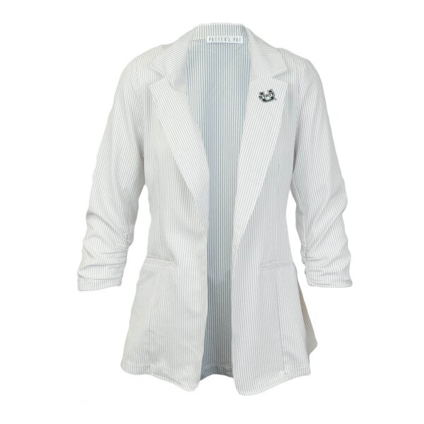 Women's White and Gray Striped Jacket